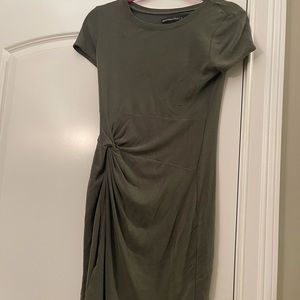Green soft T-shirt wrap around waist dress